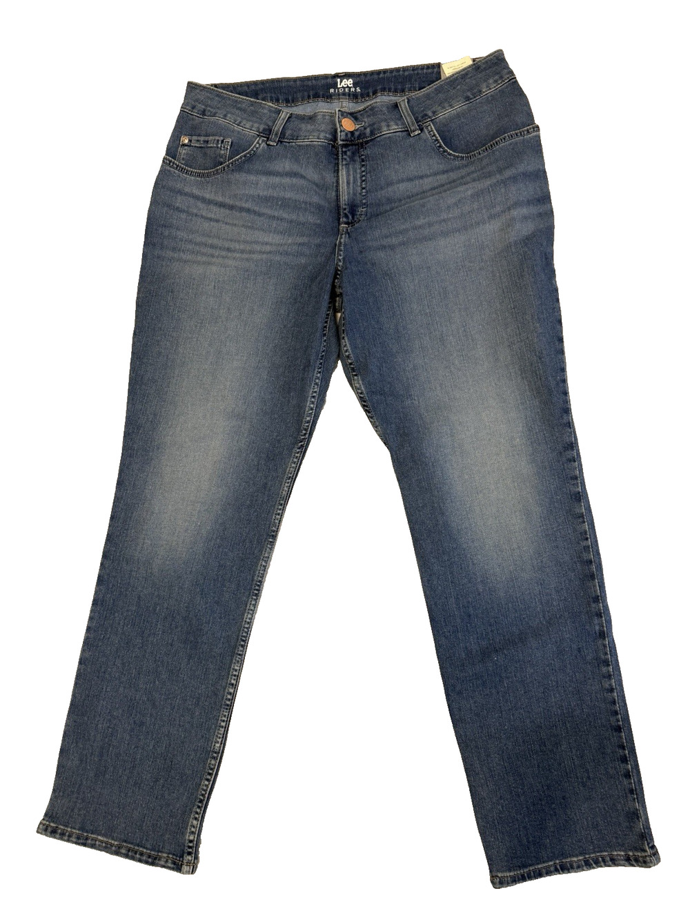 Lee Riders Women’s Jeans Indigo Size 16W Petite Blue Medium Wash Straight New